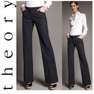 NWT THEORY Max C Tailor Trouser Pants Office Slacks in black flare wool